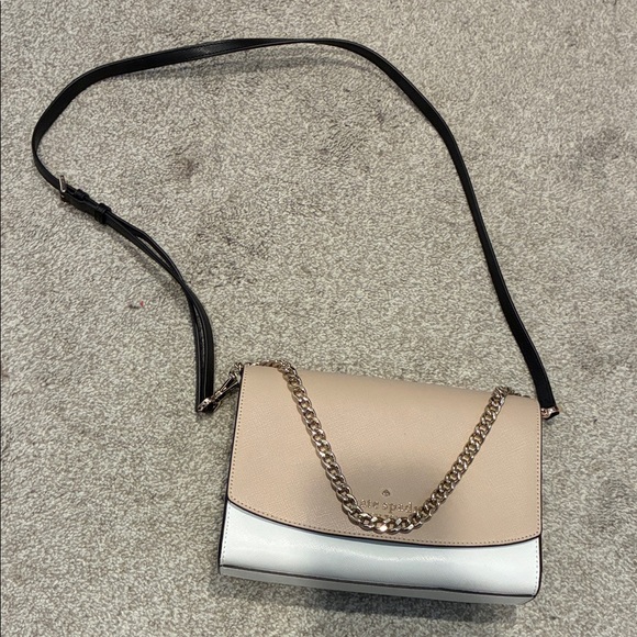 kate spade Handbags - Kate Spade Madison Willow Convertible Tan and White Crossbody Bag
